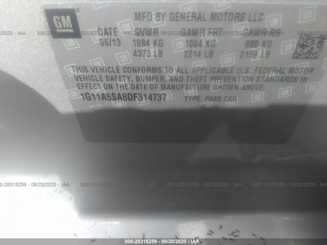 Photo 8 VIN: 1G11A5SA8DF314737 - CHEVROLET MALIBU 