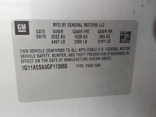 Photo 9 VIN: 1G11A5SA9GF113868 - CHEVROLET MALIBU LIM 