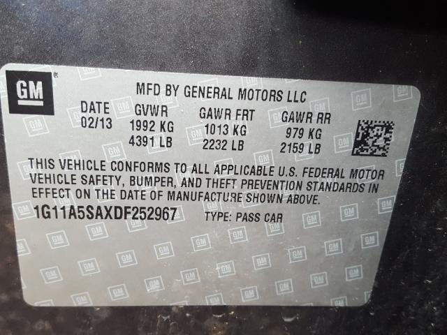 Photo 9 VIN: 1G11A5SAXDF252967 - CHEVROLET MALIBU LS 