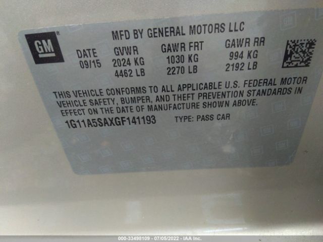 Photo 8 VIN: 1G11A5SAXGF141193 - CHEVROLET MALIBU LIMITED 