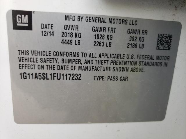 Photo 9 VIN: 1G11A5SL1FU117232 - CHEVROLET MALIBU LS 