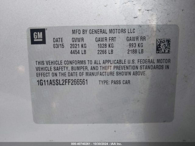 Photo 8 VIN: 1G11A5SL2FF266561 - CHEVROLET MALIBU 