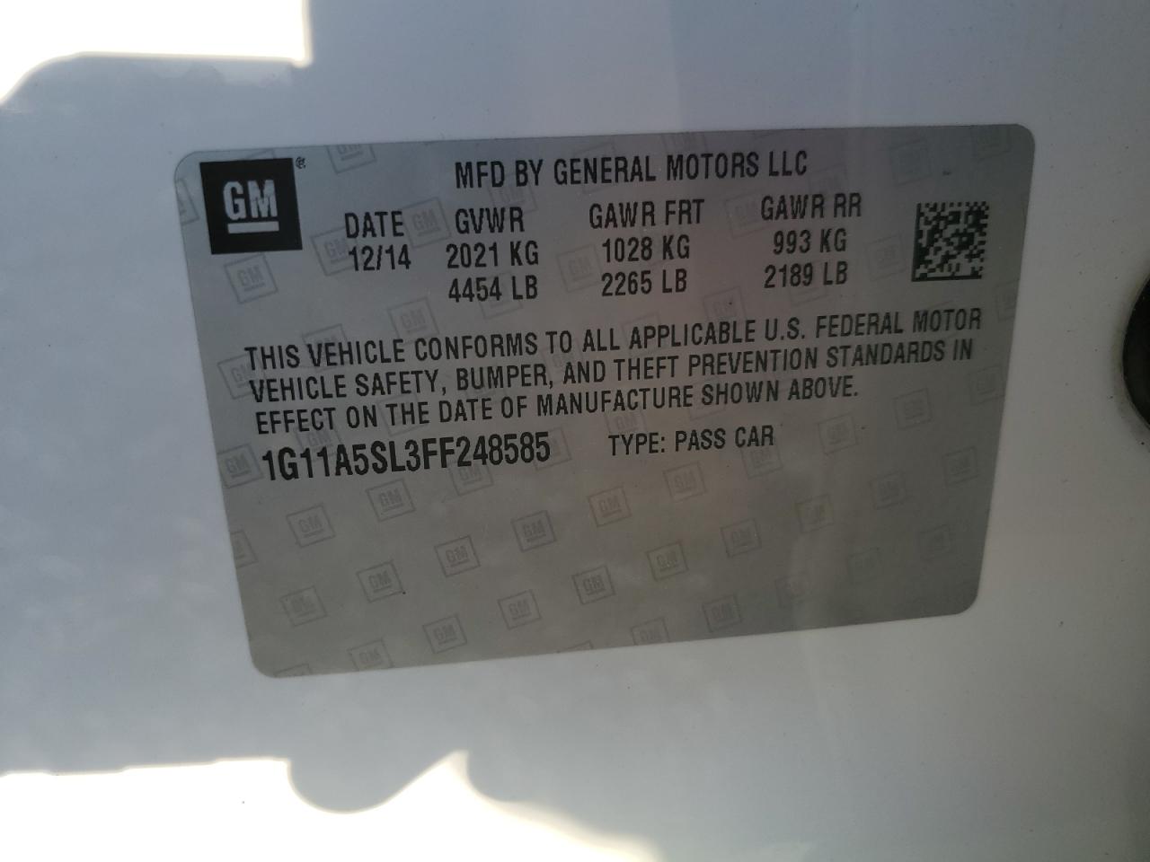 Photo 11 VIN: 1G11A5SL3FF248585 - CHEVROLET MALIBU 