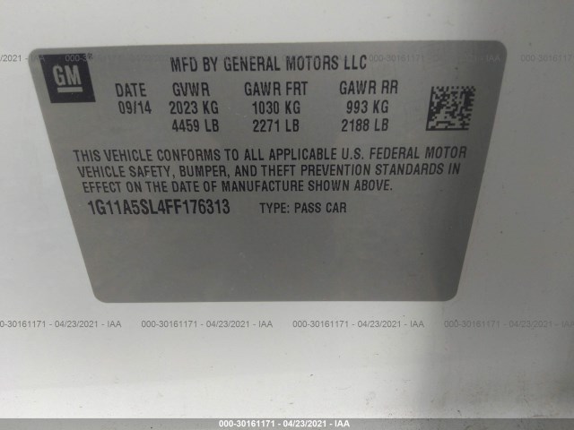 Photo 8 VIN: 1G11A5SL4FF176313 - CHEVROLET MALIBU 