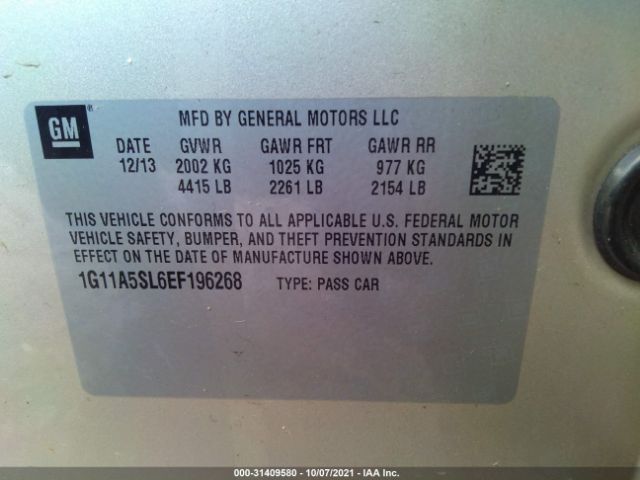 Photo 8 VIN: 1G11A5SL6EF196268 - CHEVROLET MALIBU 