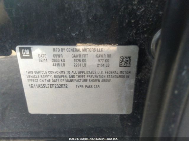 Photo 8 VIN: 1G11A5SL7EF232632 - CHEVROLET MALIBU 