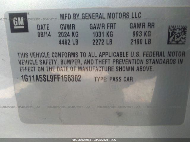 Photo 8 VIN: 1G11A5SL9FF156302 - CHEVROLET MALIBU 