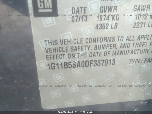 Photo 8 VIN: 1G11B5SA0DF337913 - CHEVROLET MALIBU 