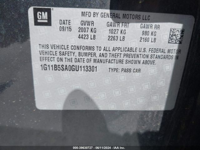 Photo 8 VIN: 1G11B5SA0GU113301 - CHEVROLET MALIBU LIMITED 