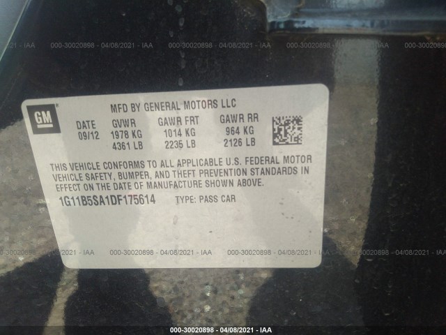 Photo 8 VIN: 1G11B5SA1DF175614 - CHEVROLET MALIBU 