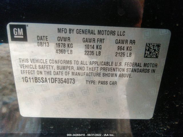 Photo 8 VIN: 1G11B5SA1DF354073 - CHEVROLET MALIBU 