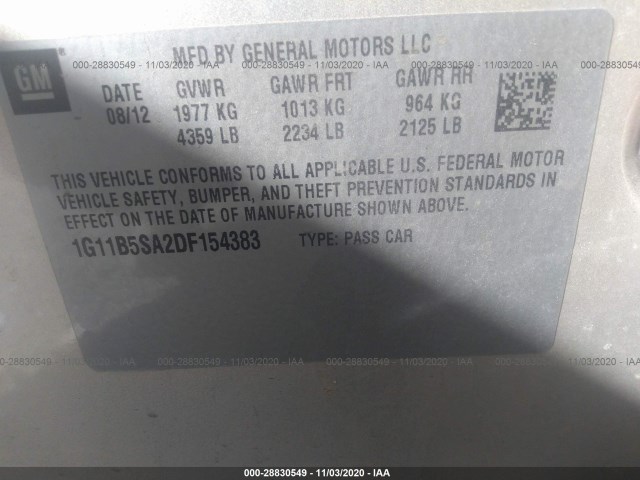 Photo 8 VIN: 1G11B5SA2DF154383 - CHEVROLET MALIBU 