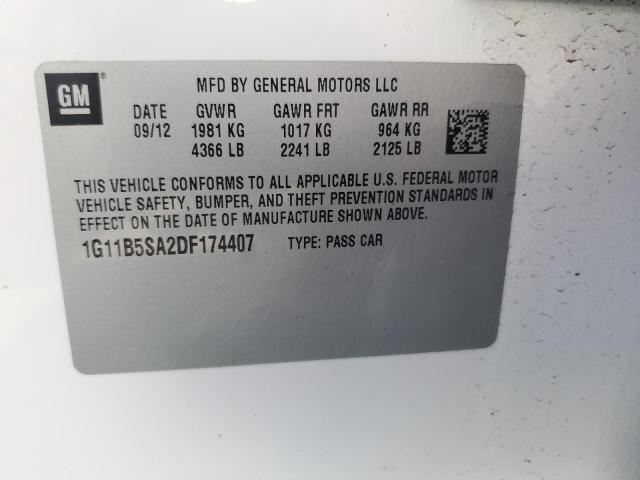 Photo 11 VIN: 1G11B5SA2DF174407 - CHEVROLET MALIBU LS 