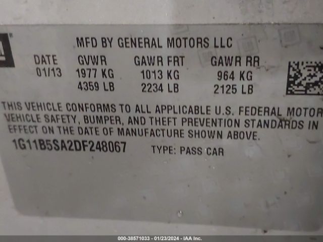 Photo 8 VIN: 1G11B5SA2DF248067 - CHEVROLET MALIBU 