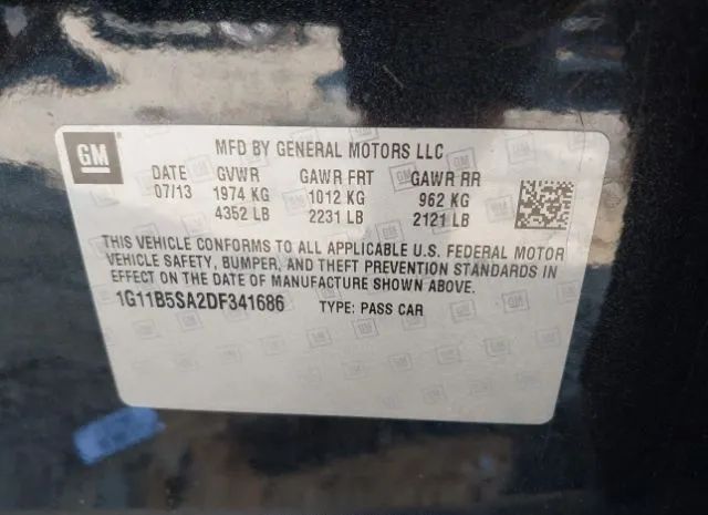 Photo 8 VIN: 1G11B5SA2DF341686 - CHEVROLET MALIBU 