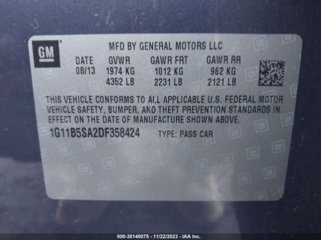 Photo 8 VIN: 1G11B5SA2DF358424 - CHEVROLET MALIBU 