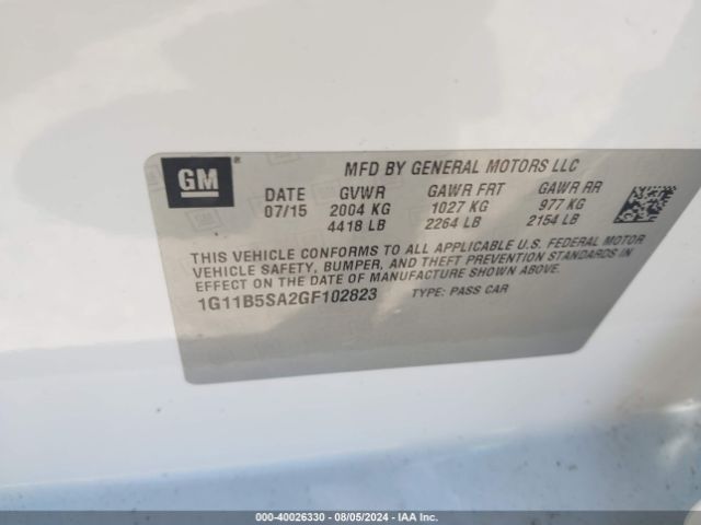 Photo 8 VIN: 1G11B5SA2GF102823 - CHEVROLET MALIBU LIMITED 