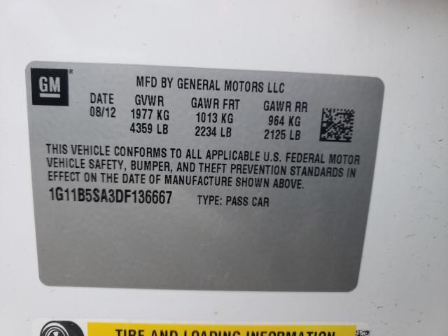 Photo 9 VIN: 1G11B5SA3DF136667 - CHEVROLET MALIBU LS 