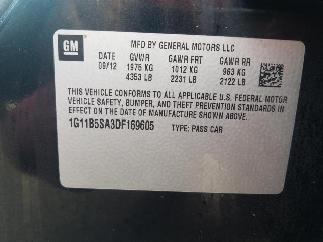 Photo 9 VIN: 1G11B5SA3DF169605 - CHEVROLET MALIBU LS 