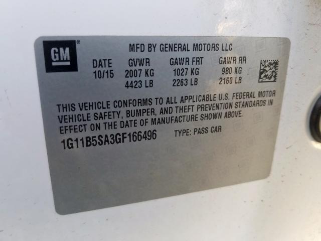 Photo 9 VIN: 1G11B5SA3GF166496 - CHEVROLET MALIBU LIM 