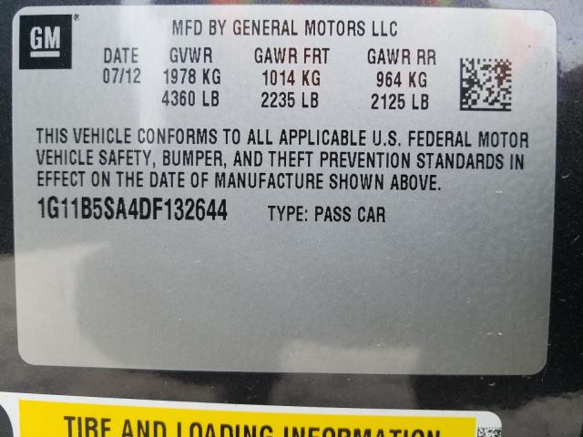 Photo 9 VIN: 1G11B5SA4DF132644 - CHEVROLET MALIBU LS 