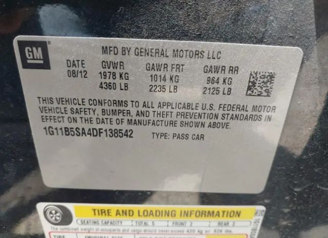 Photo 8 VIN: 1G11B5SA4DF138542 - CHEVROLET MALIBU 