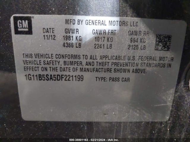 Photo 8 VIN: 1G11B5SA5DF221199 - CHEVROLET MALIBU 