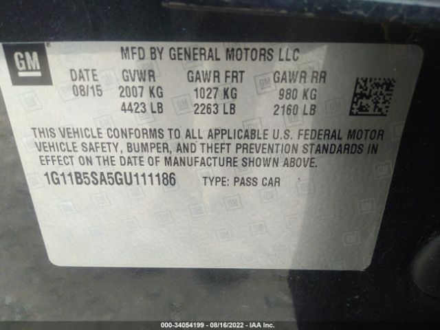 Photo 8 VIN: 1G11B5SA5GU111186 - CHEVROLET MALIBU LIMITED 