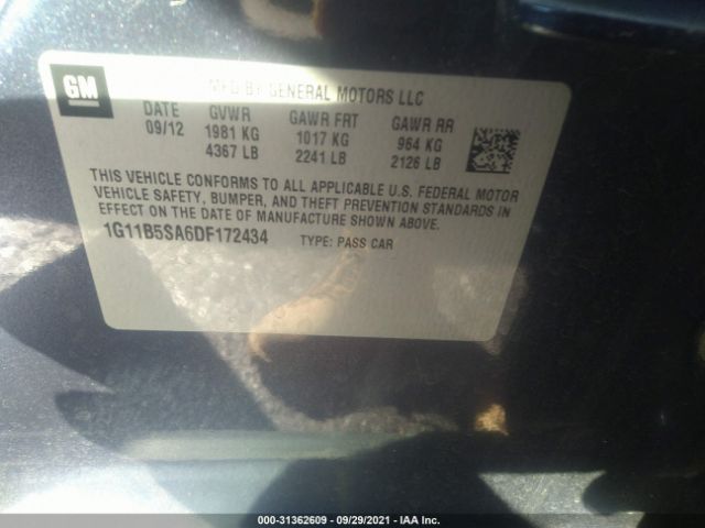 Photo 8 VIN: 1G11B5SA6DF172434 - CHEVROLET MALIBU 