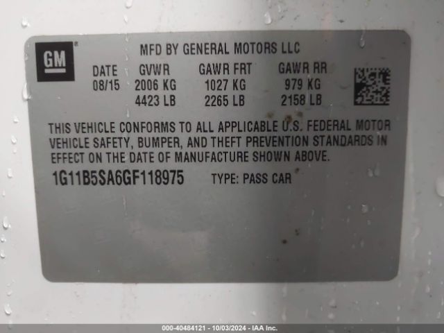 Photo 8 VIN: 1G11B5SA6GF118975 - CHEVROLET MALIBU LIMITED 