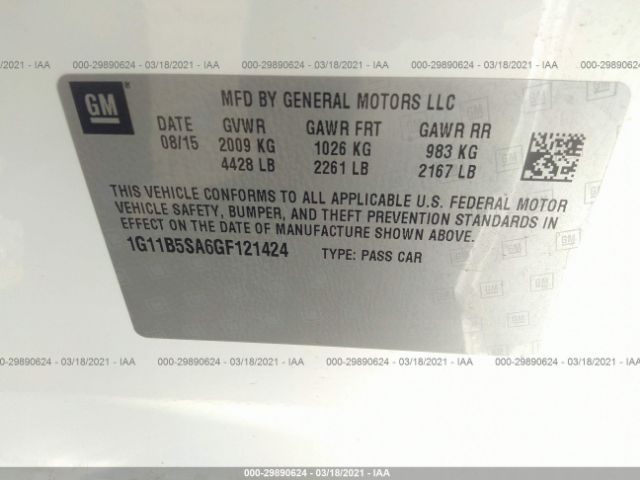 Photo 8 VIN: 1G11B5SA6GF121424 - CHEVROLET MALIBU LIMITED 