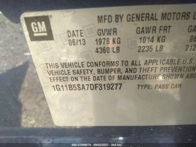 Photo 8 VIN: 1G11B5SA7DF319277 - CHEVROLET MALIBU 