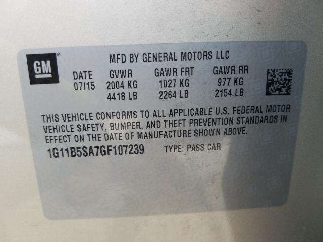 Photo 9 VIN: 1G11B5SA7GF107239 - CHEVROLET MALIBU LIM 