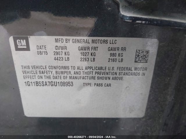 Photo 8 VIN: 1G11B5SA7GU108953 - CHEVROLET MALIBU LIMITED 