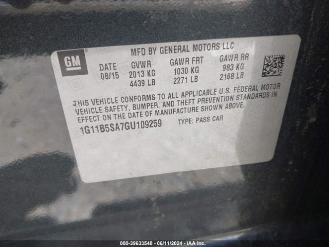 Photo 8 VIN: 1G11B5SA7GU109259 - CHEVROLET MALIBU LIMITED 