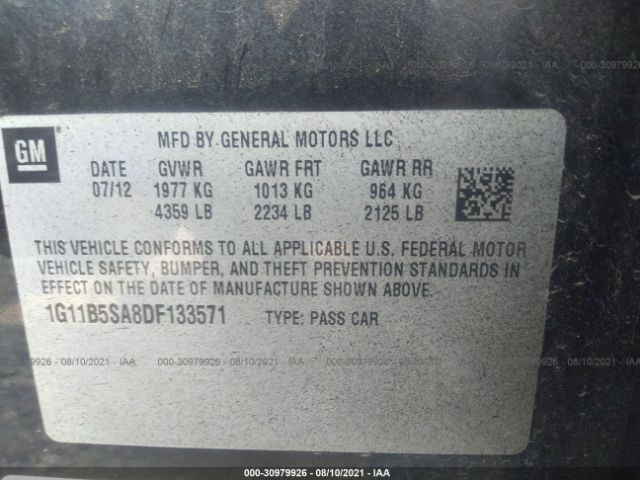 Photo 8 VIN: 1G11B5SA8DF133571 - CHEVROLET MALIBU 