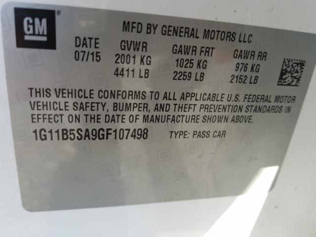 Photo 9 VIN: 1G11B5SA9GF107498 - CHEVROLET MALIBU LIM 