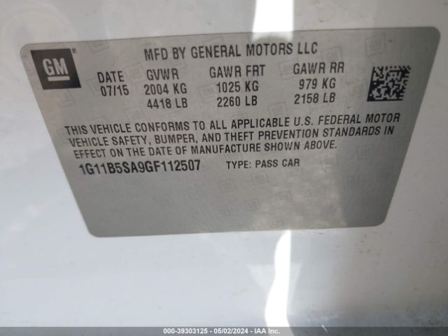 Photo 8 VIN: 1G11B5SA9GF112507 - CHEVROLET MALIBU LIMITED 