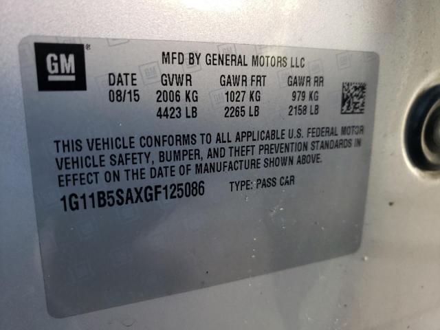 Photo 11 VIN: 1G11B5SAXGF125086 - CHEVROLET MALIBU 