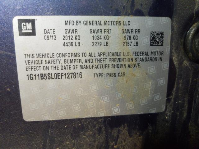 Photo 9 VIN: 1G11B5SL0EF127816 - CHEVROLET MALIBU LS 