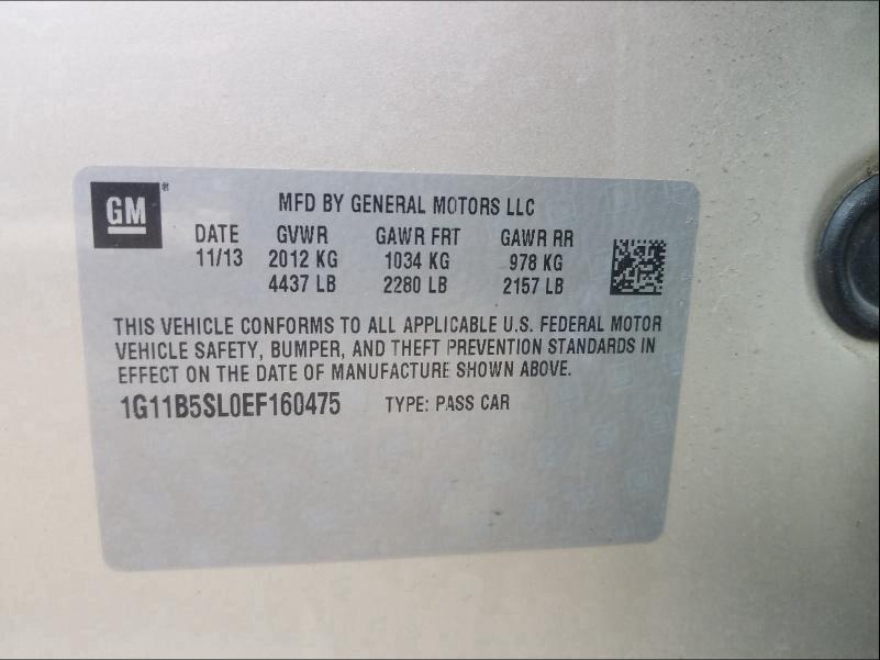 Photo 9 VIN: 1G11B5SL0EF160475 - CHEVROLET MALIBU LS 