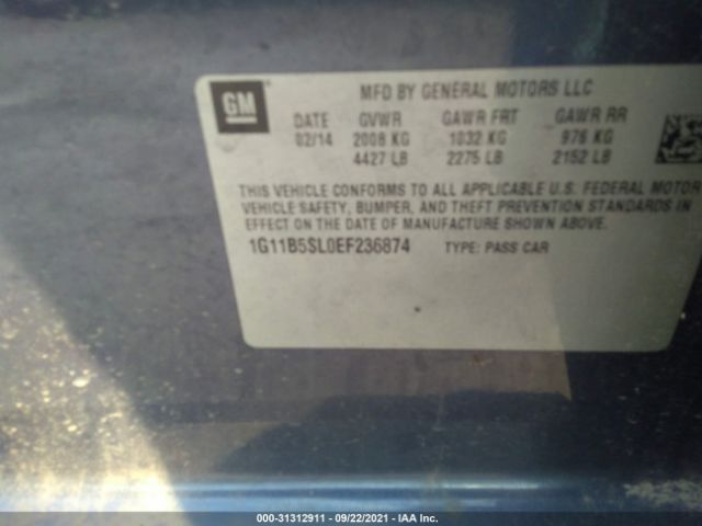 Photo 8 VIN: 1G11B5SL0EF236874 - CHEVROLET MALIBU 