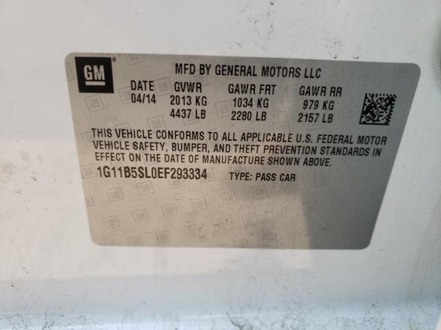 Photo 9 VIN: 1G11B5SL0EF293334 - CHEVROLET MALIBU LS 