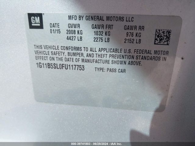 Photo 8 VIN: 1G11B5SL0FU117753 - CHEVROLET MALIBU 