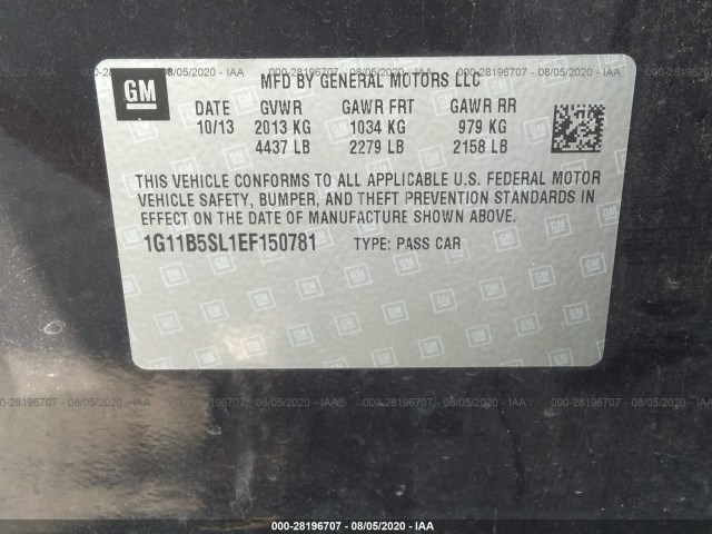 Photo 8 VIN: 1G11B5SL1EF150781 - CHEVROLET MALIBU 