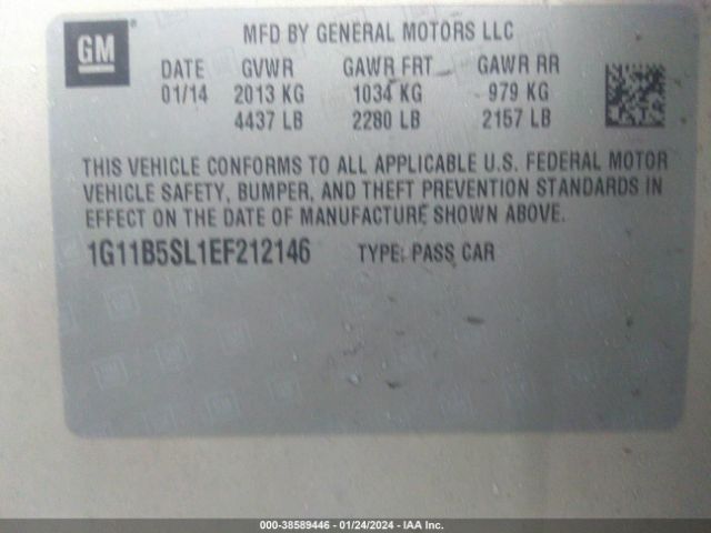 Photo 8 VIN: 1G11B5SL1EF212146 - CHEVROLET MALIBU 