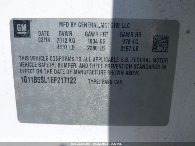 Photo 8 VIN: 1G11B5SL1EF217122 - CHEVROLET MALIBU 