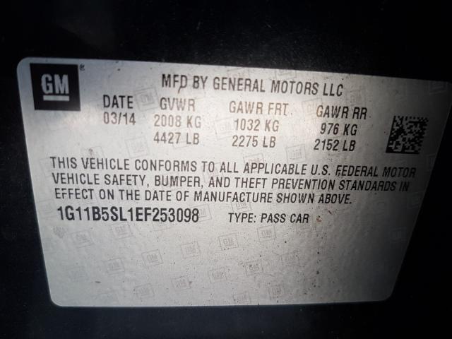 Photo 9 VIN: 1G11B5SL1EF253098 - CHEVROLET MALIBU LS 