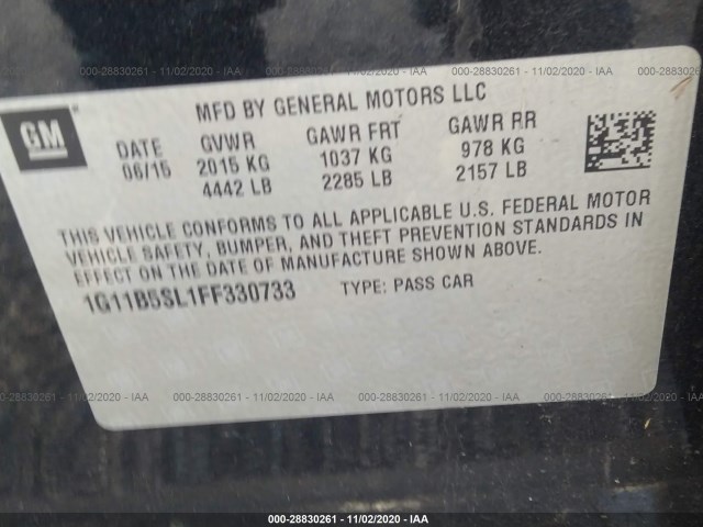 Photo 8 VIN: 1G11B5SL1FF330733 - CHEVROLET MALIBU 