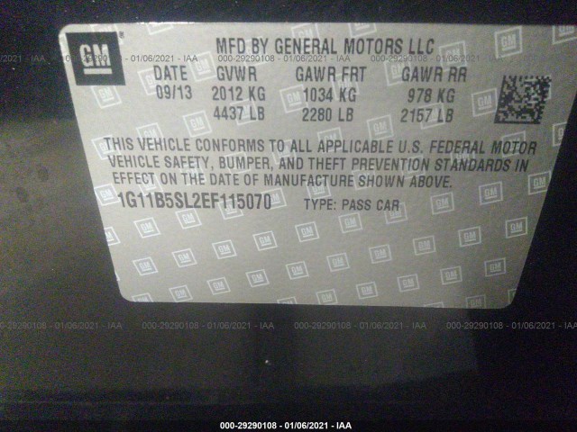 Photo 8 VIN: 1G11B5SL2EF115070 - CHEVROLET MALIBU 